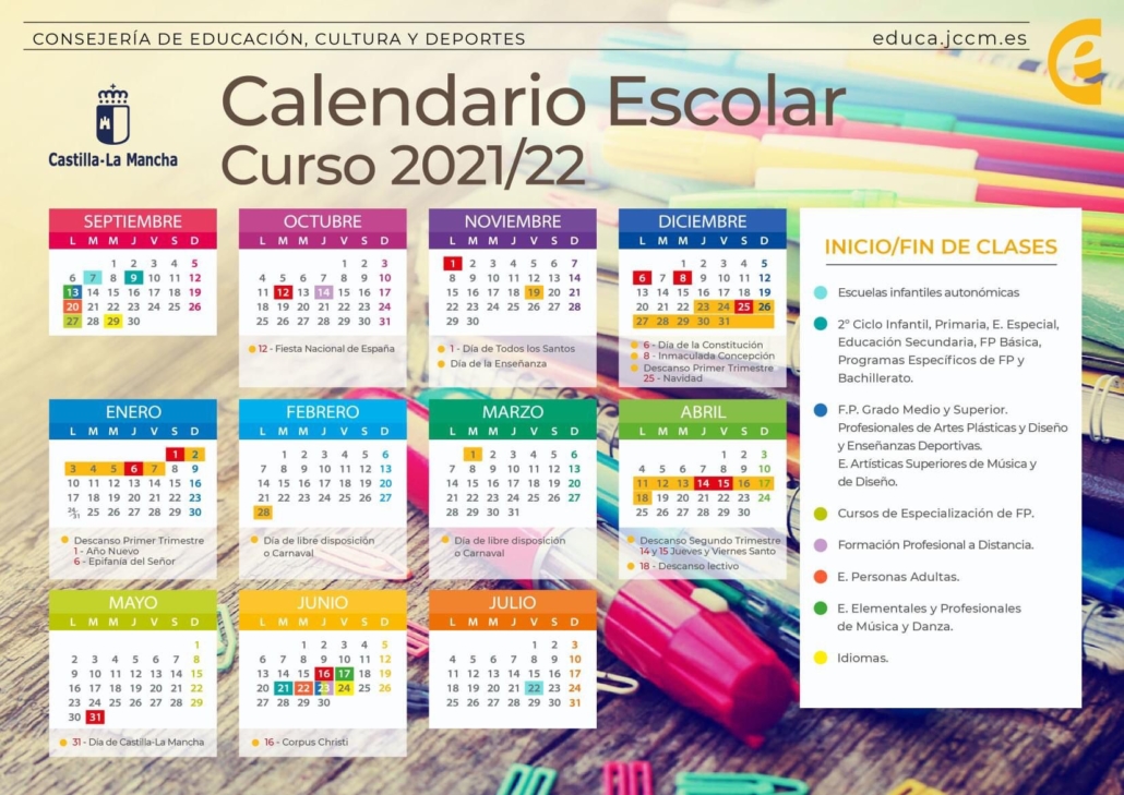 Calendario Escolar Castilla La Mancha 2021 2022 Colegio Mayol 0241